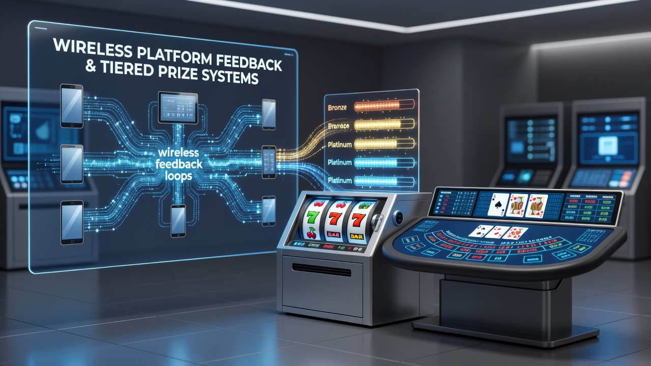 Wireless platform interfaces displaying tiered prize structures in automated gaming environments