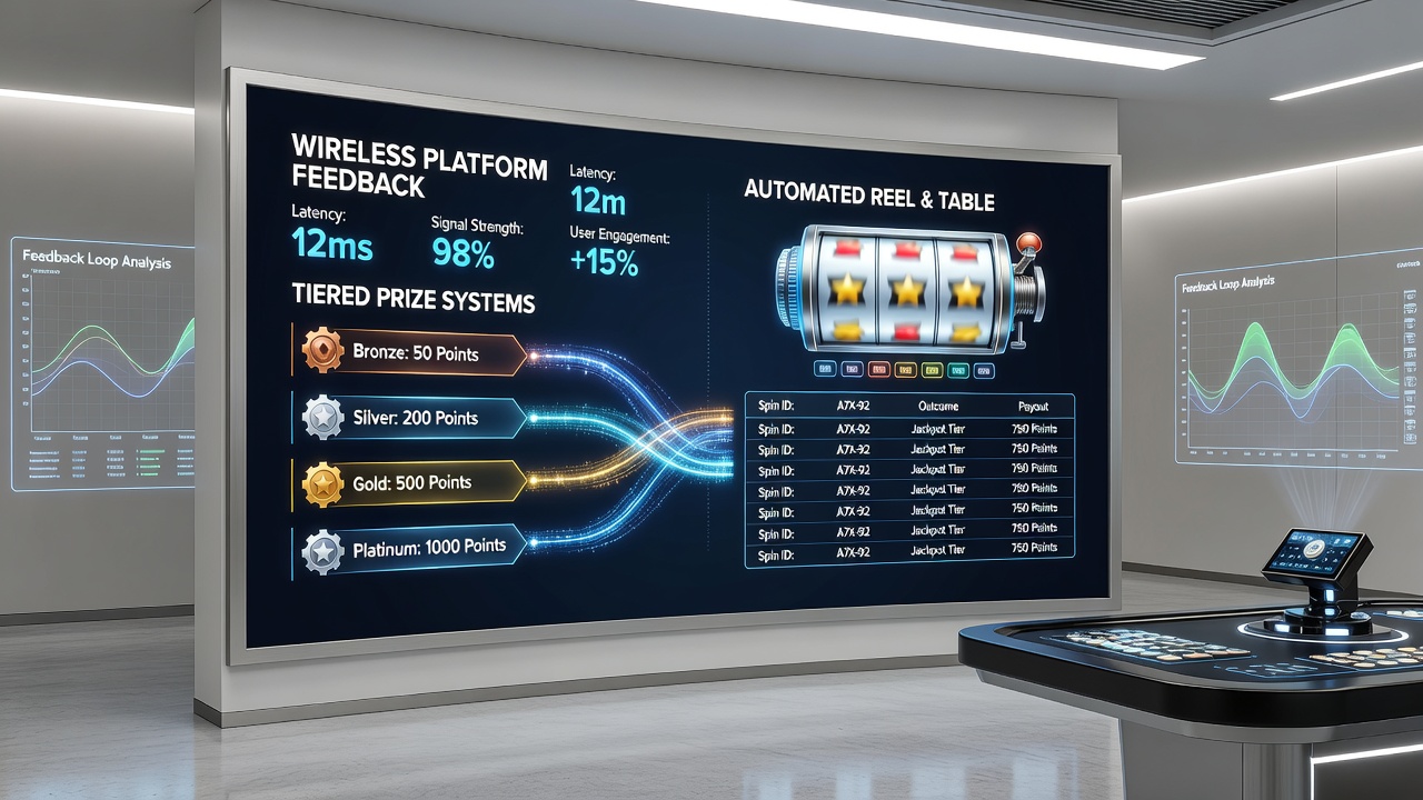 Automated table game interfaces showing feedback integration with tiered reward pathways