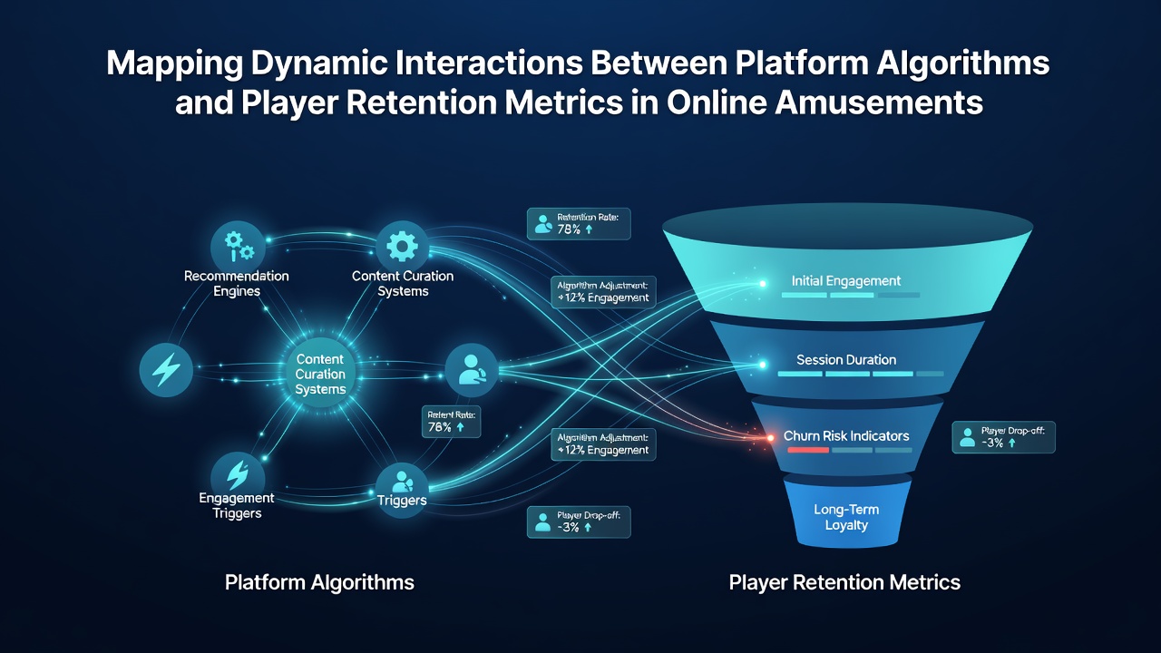 Graph illustrating feedback loops between algorithmic adjustments and player retention indicators