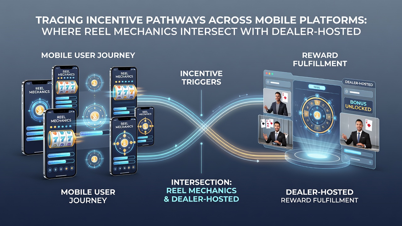 Flow diagram of deposit incentives linking mobile reels to live dealer progressions