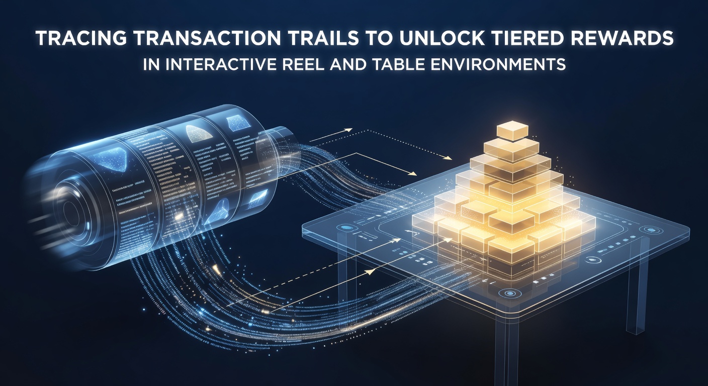 Interactive reel and table game interfaces displaying transaction tracking overlays and reward tier progressions
