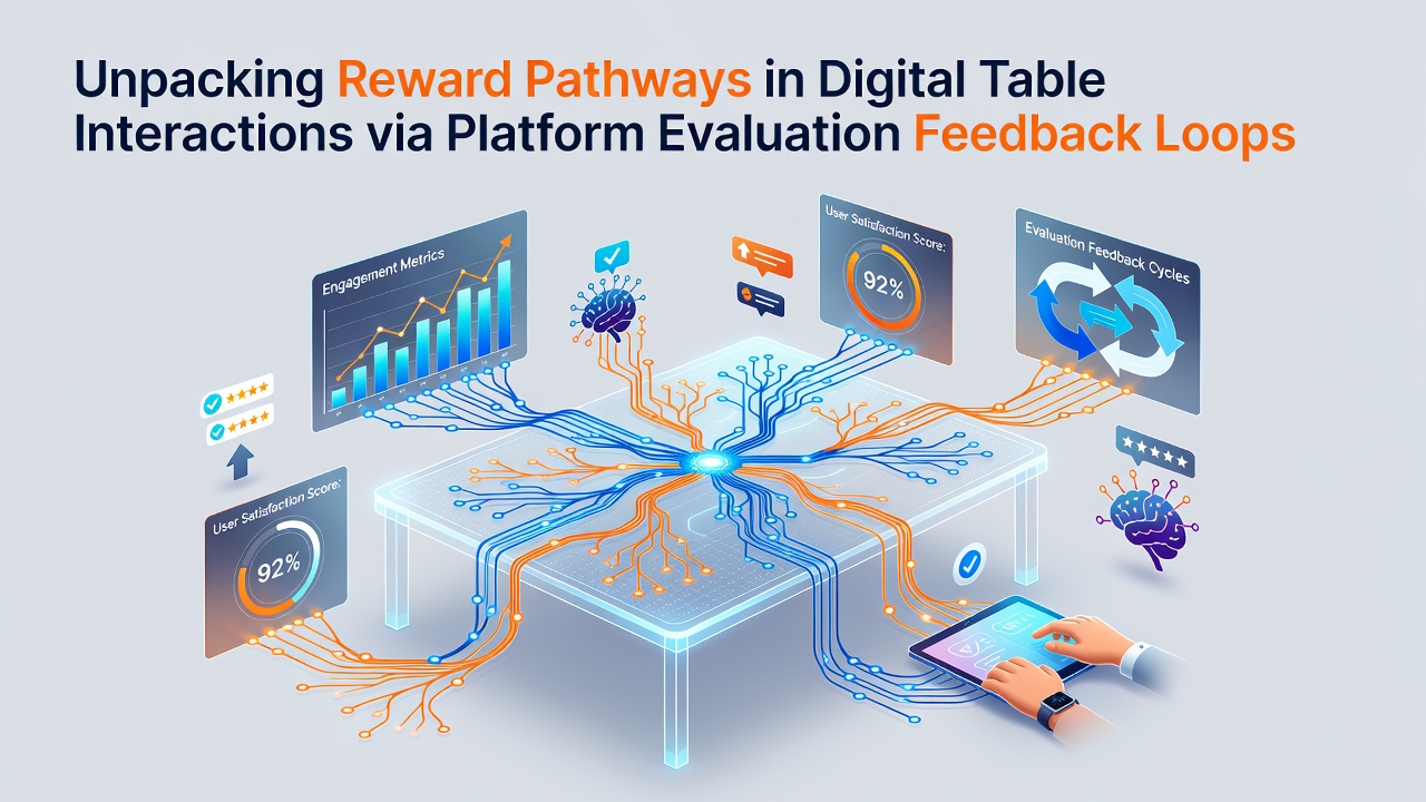 Digital interface showing interactive table elements with feedback indicators and user engagement metrics